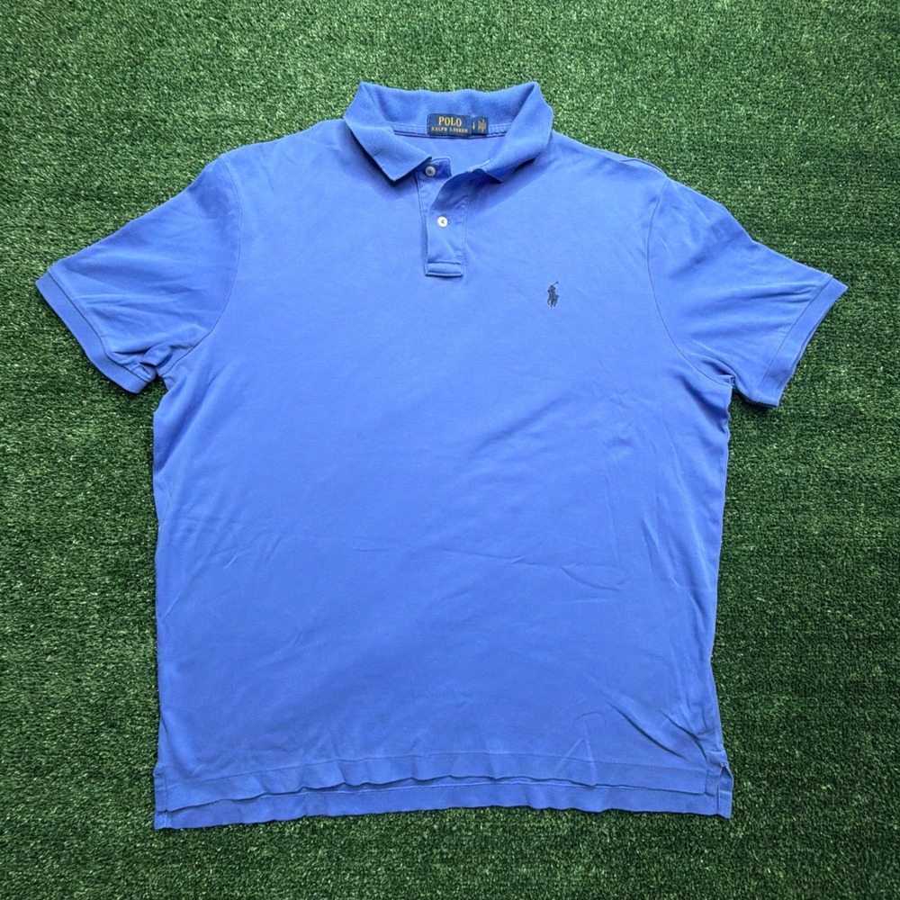 Polo Ralph Lauren Mens Blue Short Sleeve Classic Fit Polo Shirt Large LG